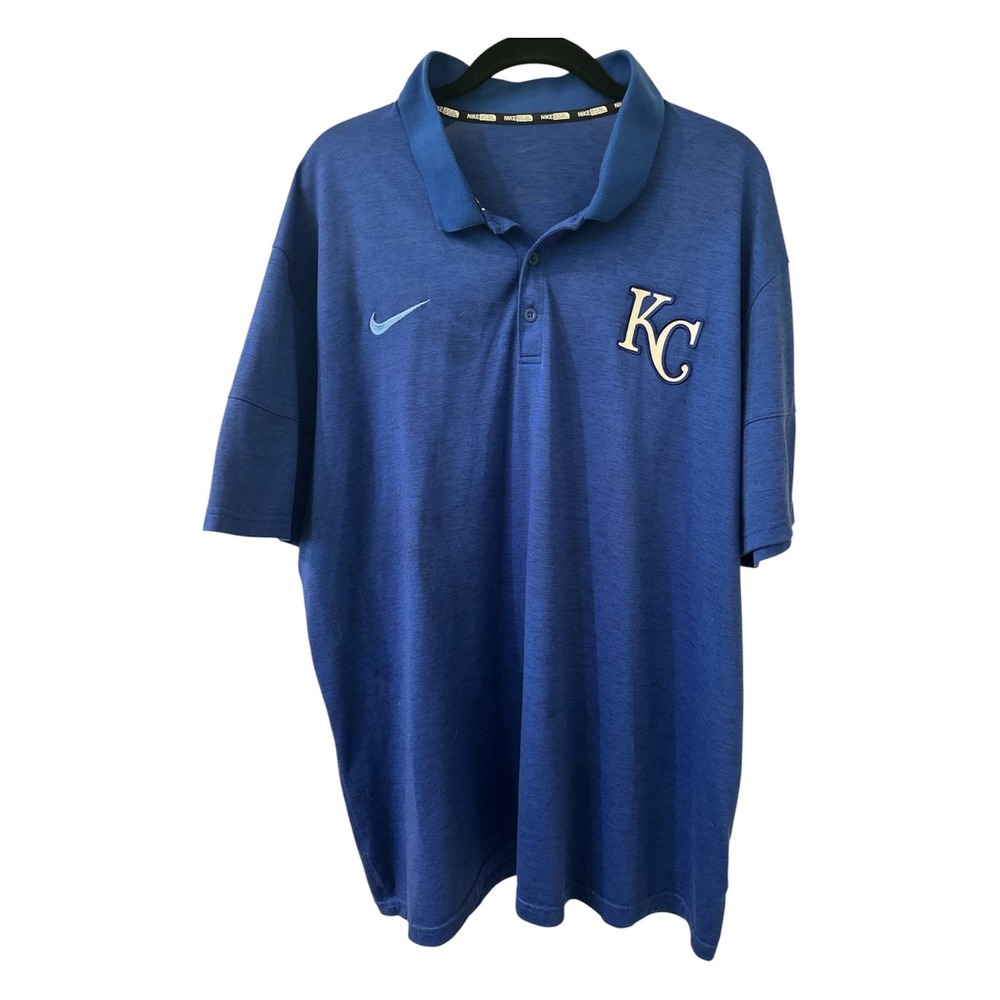 Nike Kansas City Royals MLB Polo Shirt XXL Blue Baseball‎ Fan KC Logo